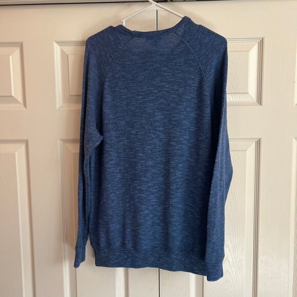 Peter Millar Men's Cotton/Cashmere Blend Crewneck Sweater Size L Heathered Blue - Picture 2 of 8